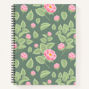 Groen en Roze Floral Notitieboek