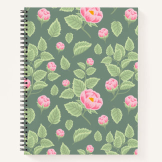 Groen en Roze Floral Notitieboek