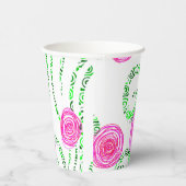 Groen en Roze Floral Papieren Bekers (Rechts)