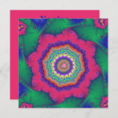 Groen en Roze Fractal Birthday Kaart (Voorkant / Achterkant)