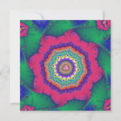 Groen en Roze Fractal Birthday Kaart (Voorkant)