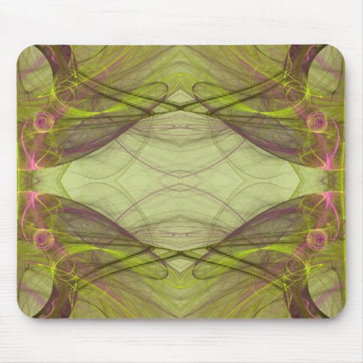 Groen en Roze Fractal Mousepad Muismat (Voorkant)
