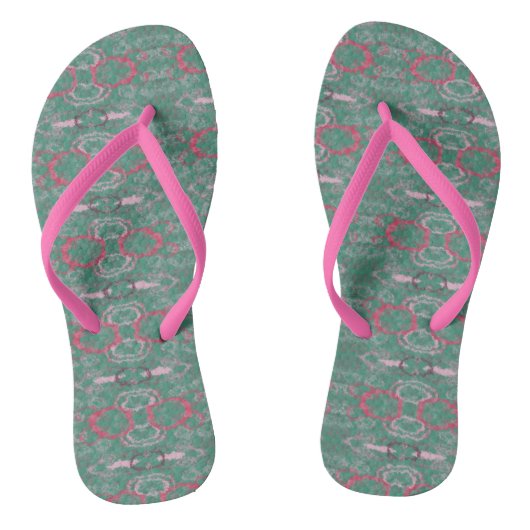 Groen en Roze geometrisch Abstract 2 Teenslippers (Voetbed)