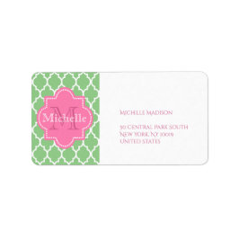 Groen en roze gepersonaliseerd etiket