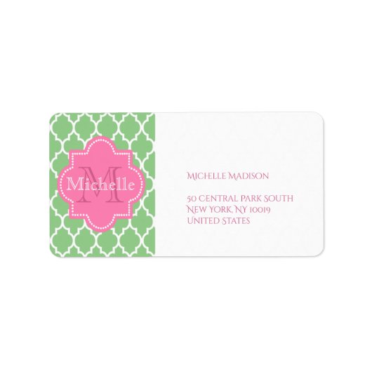 Groen en roze gepersonaliseerd etiket (Voorkant)