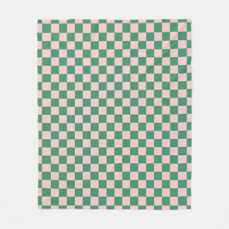 Groen en Roze Geruite Patroon Checkerboard Chec Fleece Deken
