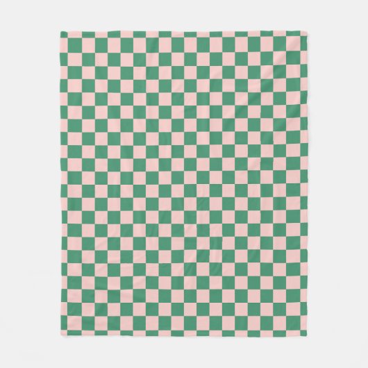 Groen en Roze Geruite Patroon Checkerboard Chec Fleece Deken (Voorkant)