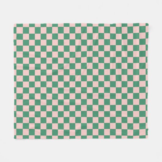 Groen en Roze Geruite Patroon Checkerboard Chec Fleece Deken (Voorkant (Horizontaal))