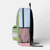 Groen en Roze Gestreept Monogrammed Bedrukte Rugzak (Rechts)