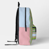 Groen en Roze Gestreept Monogrammed Bedrukte Rugzak (Links)