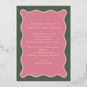 Groen en Roze Goud Wavy Lijst Vakantie Fotokaart Folie Feestdagenkaart (Achterkant)