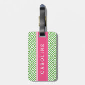Groen en Roze Grieks Zeer belangrijk Monogram van Bagagelabel (Achterkant verticaal)