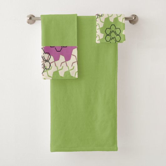 Groen en Roze Hexagonaal Bad Handdoek (Insitu)