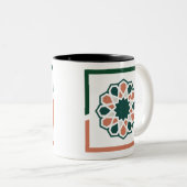 Groen en Roze Islamitische Umrah Mubarak in het En Tweekleurige Koffiemok (Voorkant rechts)