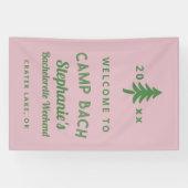 Groen en Roze Kamp Bach Meisjesweekend Spandoek (Horizontaal)
