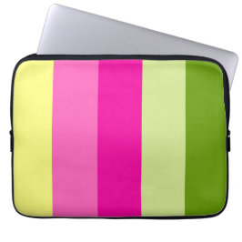 Groen en Roze kleurenblok Striped Hoesje laptop Laptop Sleeve