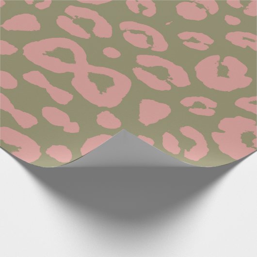 Groen en Roze Luipaard Patroon Cadeaupapier (Hoek)