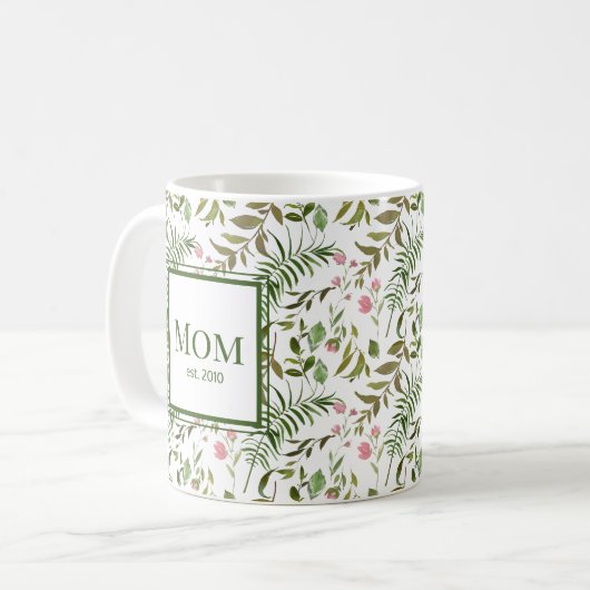 Groen en roze mama koffiemok (Voorkant links)