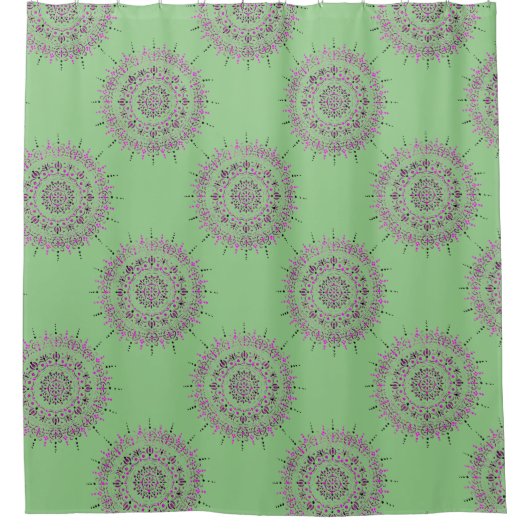 Groen en roze Mandala Shower Curtain Douchegordijn (Voorkant)