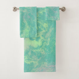 groen en roze Marmer abstract Bad Handdoek
