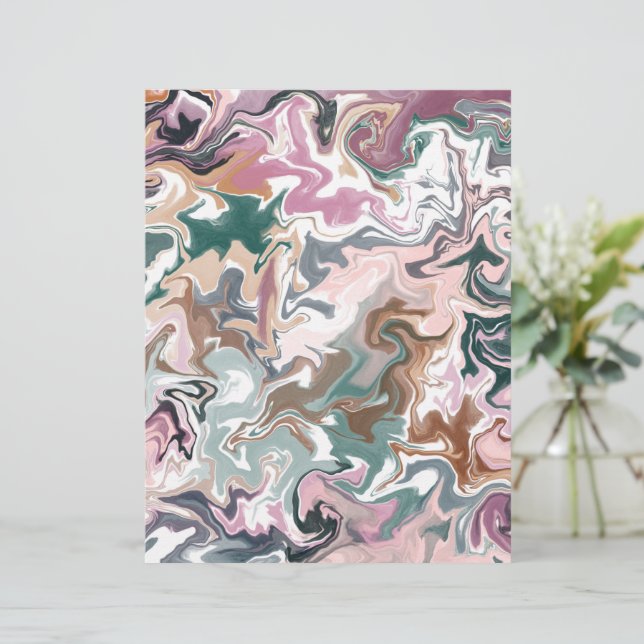 Groen en Roze Marmer Abstract Letterhead Elegant Briefhoofd (Staand voorkant)