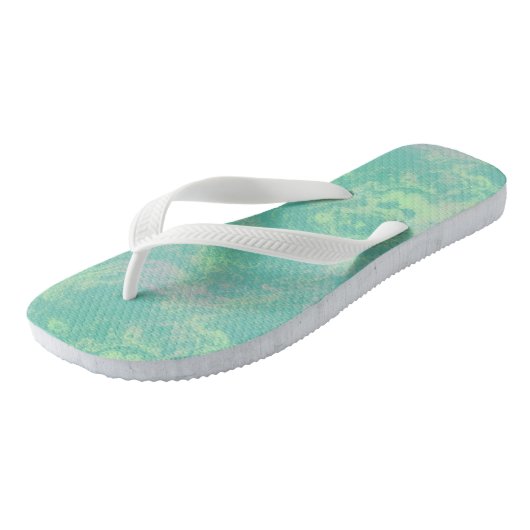 Groen en roze Marmeren Swirl Abstract Teenslippers (Schuin)