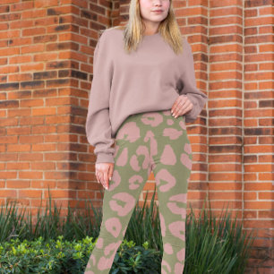Groen en Roze Modern Luipaard Patroon Leggings