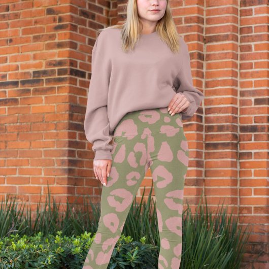 Groen en Roze Modern Luipaard Patroon Leggings