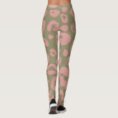 Groen en Roze Modern Luipaard Patroon Leggings (Achterkant)