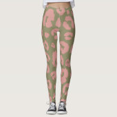 Groen en Roze Modern Luipaard Patroon Leggings (Voorkant)
