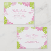 Groen en Roze Moderne Bloemen Visitekaartjes (Voorkant / Achterkant)