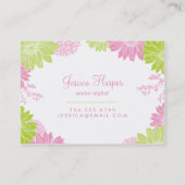 Groen en Roze Moderne Bloemen Visitekaartjes (Achterkant)