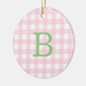 Groen en Roze Monogram van Gingham Keramisch Ornament (Links)
