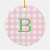 Groen en Roze Monogram van Gingham Keramisch Ornament (Achterkant)