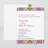 Groen en Roze Paisley Wedding Uitnodiging Briefkaart (Voorkant / Achterkant)