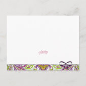 Groen en Roze Paisley Wedding Uitnodiging Briefkaart (Achterkant)