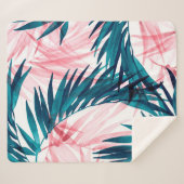 Groen en roze palmblad sherpa deken (Voorkant (horizontaal))