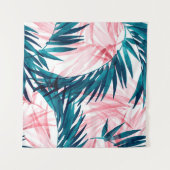 Groen en roze palmblad wandkleed (Voorkant (horizontaal))