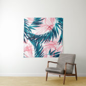 Groen en roze palmblad wandkleed (In Situ (horizontaal))