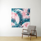 Groen en roze palmblad wandkleed (In situ)