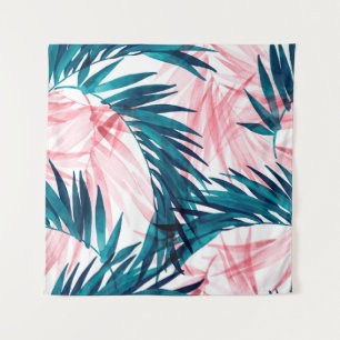 Groen en roze palmblad wandkleed