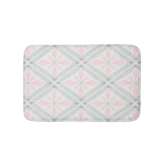 Groen en roze pastel diamantpatroon badmat (Voorkant)