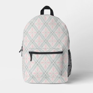 Groen en roze pastel diamantpatroon bedrukte rugzak