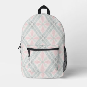 Groen en roze pastel diamantpatroon bedrukte rugzak