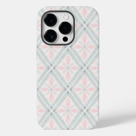 Groen en roze pastel diamantpatroon Case-Mate iPhone case (Achterkant)