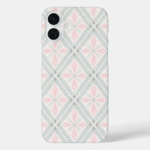 Groen en roze pastel diamantpatroon iPhone 16 plus hoesje