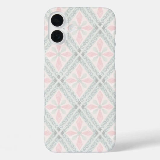 Groen en roze pastel diamantpatroon Case-Mate iPhone case (Achterkant)