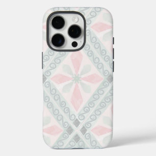 Groen en roze pastel diamantpatroon iPhone 16 pro hoesje
