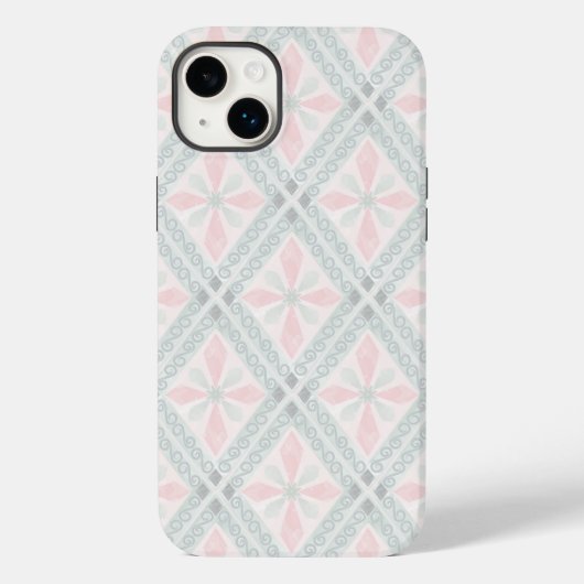 Groen en roze pastel diamantpatroon Case-Mate iPhone case (Achterkant)