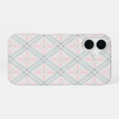 Groen en roze pastel diamantpatroon iPhone 16 hoesje (Achterkant horizontaal)